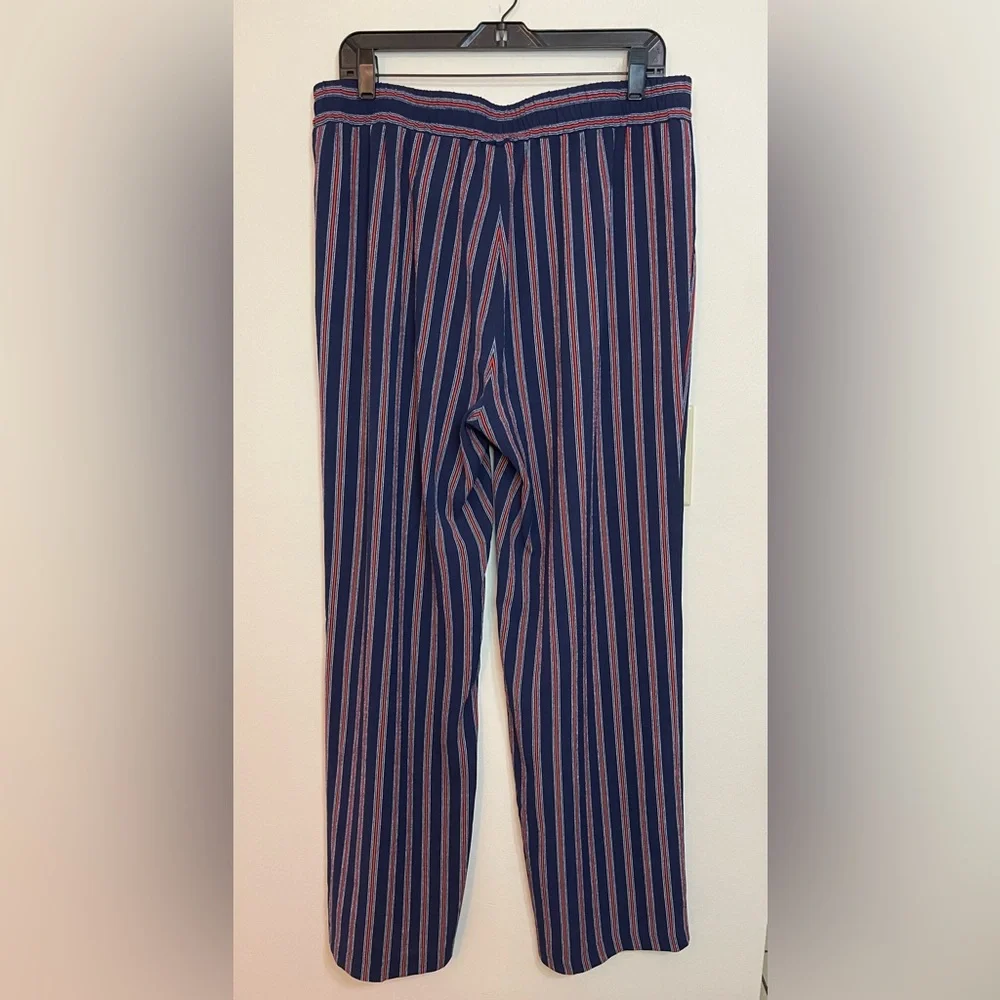 Michael Kors Women’s Stripped Relaxed Wide Leg Elastic Waistband Pockets Sz L.